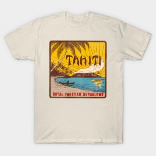 Defunct Tahiti Bungalows Travel Souvenir Luggage Label T-Shirt